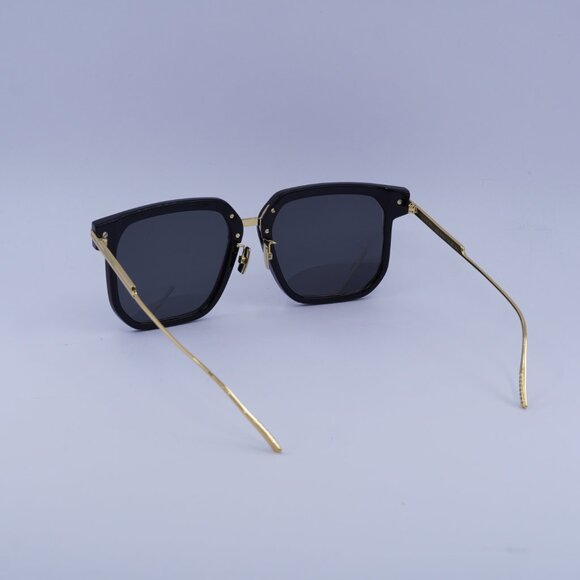 Bottega Veneta BV1083SA 001 Sunglasses Black/Gold Square Frame, Grey Lenses - Picture 5 of 9